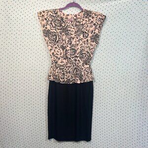 All That Jazz Vintage 90's Black & Tan Floral Dress